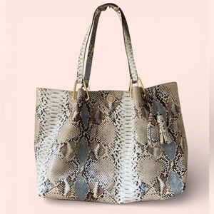 Anne Klein Women's A-Hinge Snake-Print Tote NWOT